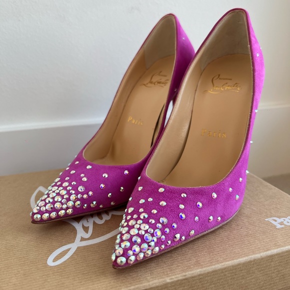 Christian Louboutin Suede Degrastrass 100mm in Indian Rose, Size EU 34 - Picture 4 of 8